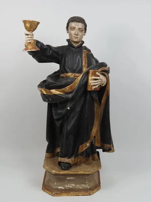 Sculpture, Saint Thillo of Solignac - 63.5 cm - Walnut