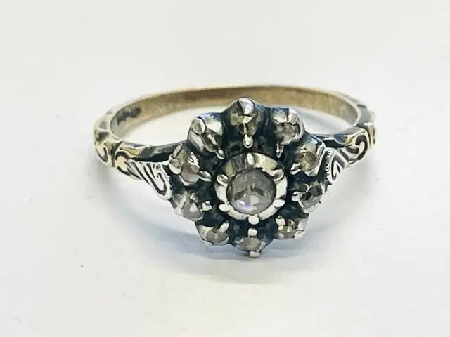 Ring - 14 kt. Silver, Yellow gold Diamond (Natural) - Diamond
