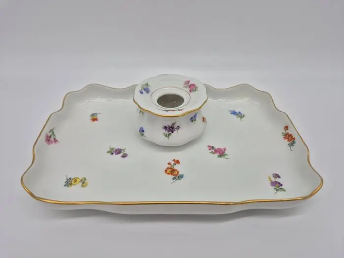Meissen - Schreibtisch-Set mit Tintenfass Streublume