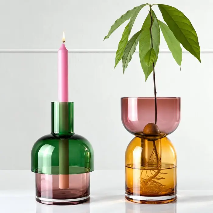 Cloudnola - Vase - Set of 2 Flip Vases Mouth Blown Colored Glass - Glass