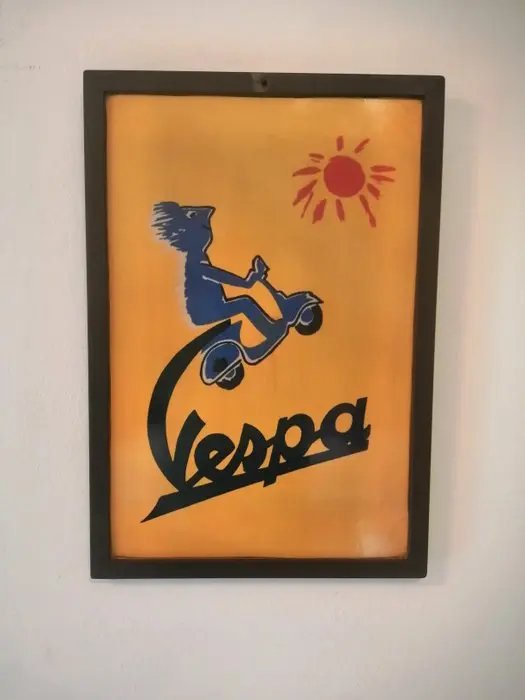 Piaggio - Insegna pubblicitaria Vespa - Villemot - Insegna pubblicitaria - 1970 - Metallo