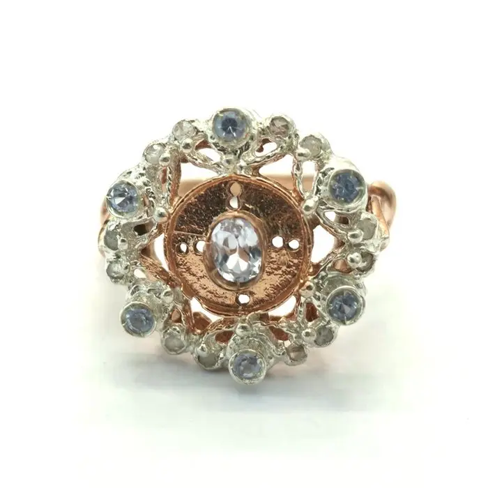 No reserve price - Ring - 9 kt. Rose gold, Silver Spinel - Diamond