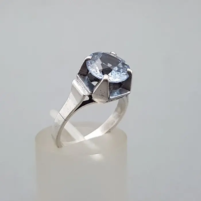 Silver, Art Deco, Blue Spinel (Tested) - Ring
