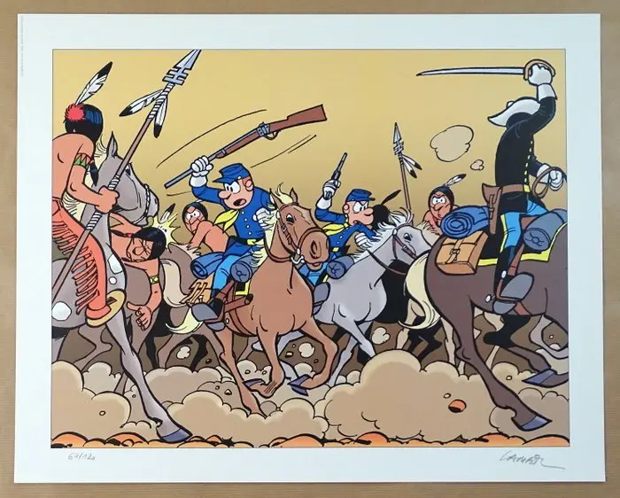 Lambil, Willy - 1 Offset Print - Les Tuniques Bleues - La bataille - 2009
