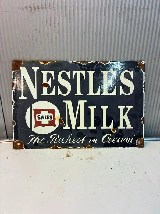 Nestlé Milk – The Richest in Cream – Emaille Reclamebord - Enamel sign - Enamel