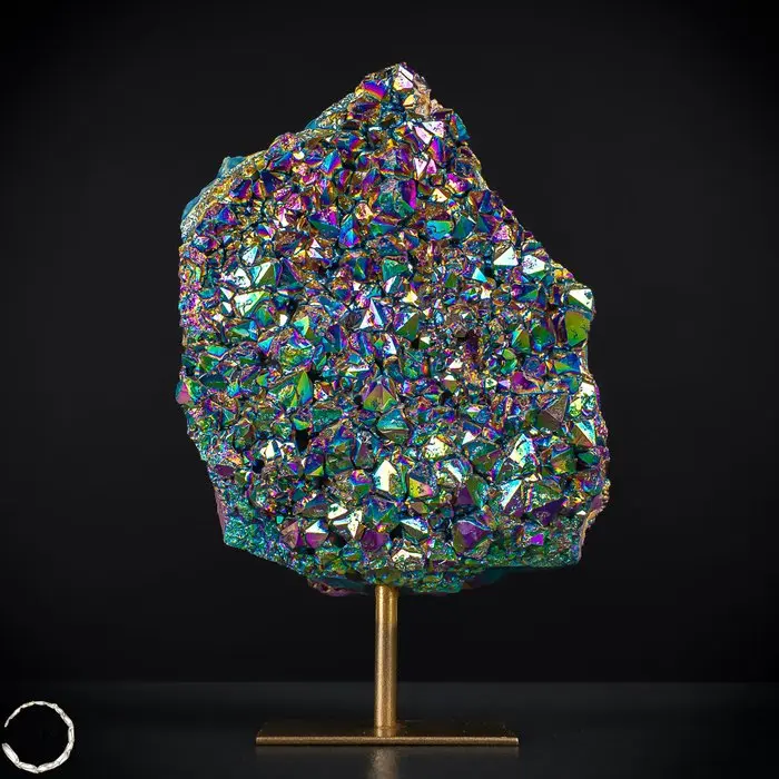 Rainbow of Energy – Aura Amethyst on a Stand. Unique- 1006.16 g
