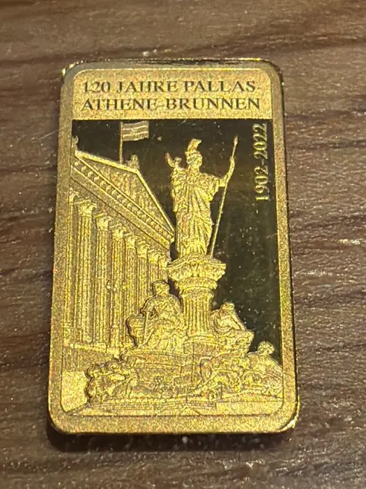 Austria. Gold bar 120 Jahre Pallas Athene, 1/200 Oz (.999) (No reserve price)