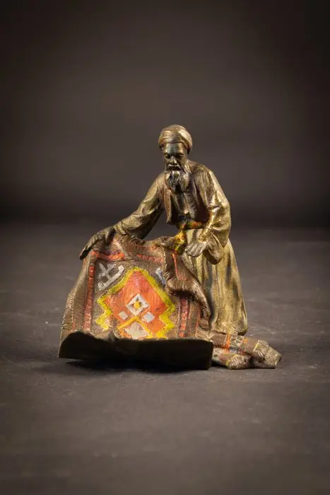 Statuette, De tapijtverkoper - 9 cm - Cold painted bronze