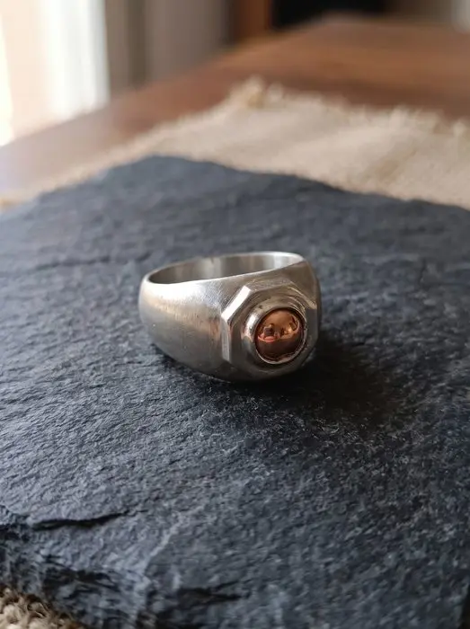 18 kt. - Silver, Rose gold - Ring - Handmade in Italy