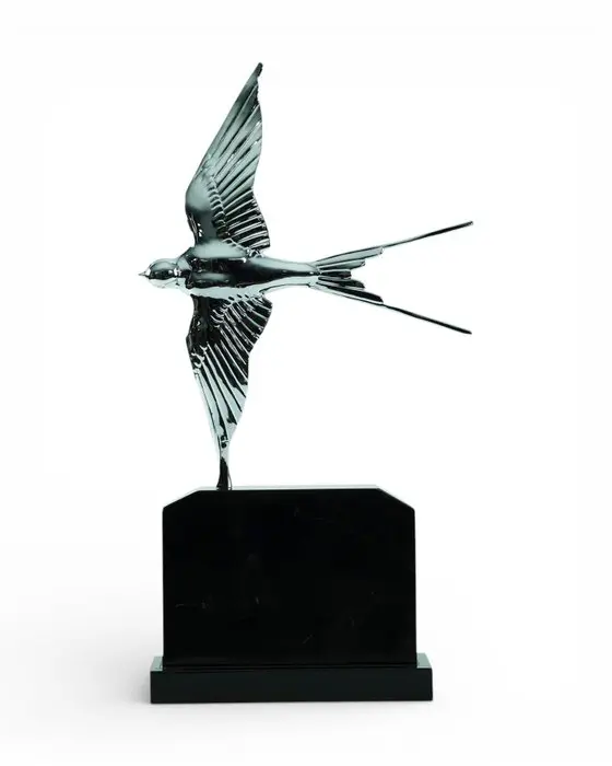 Signed - Sculpture, Swallow in Art Deco style - 48 cm - Bronze, Marble