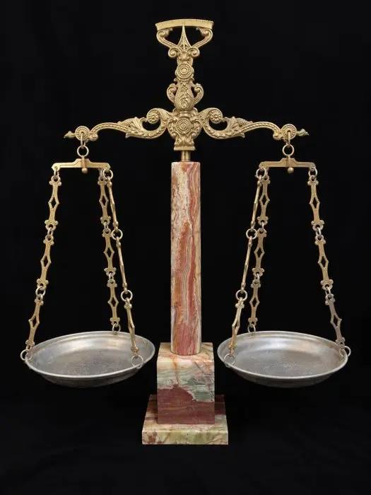 Balance or scale - Brass, Onyx - Ornate Classical Elegance