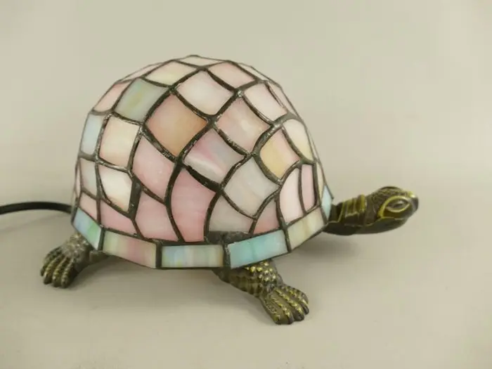 Tiffany Style - Table lamp - Glass, Brass, Bronze - Tiffany turtle