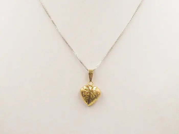Necklace with pendant - 18 kt. White gold