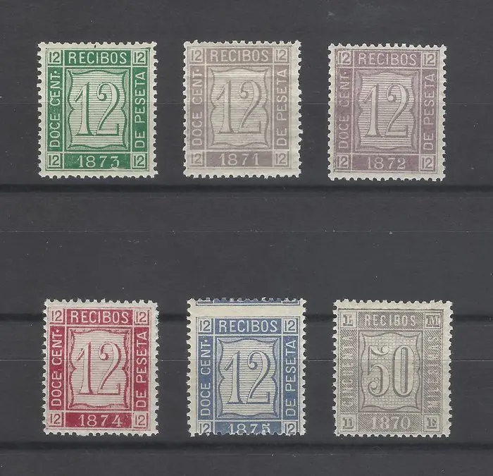Spain 1870/1875 - Series of receipt stamps