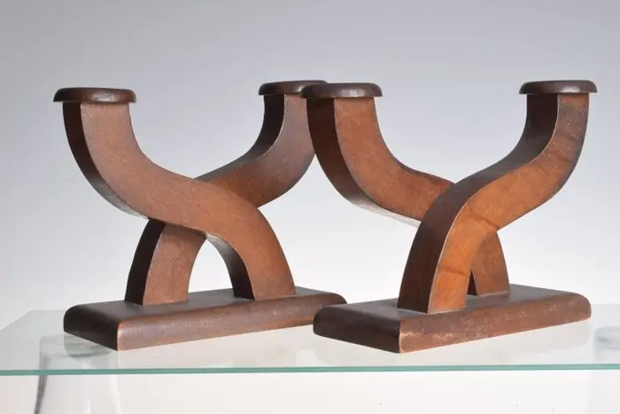 Candlestick (2) - Wood - Art Deco