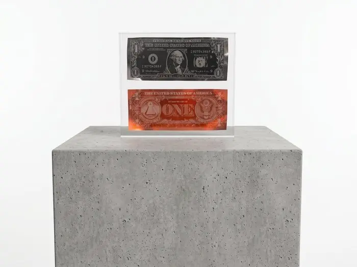 Karl Lagasse - NEW Sculpture *Double One dollar Red & Black Inclusion*
