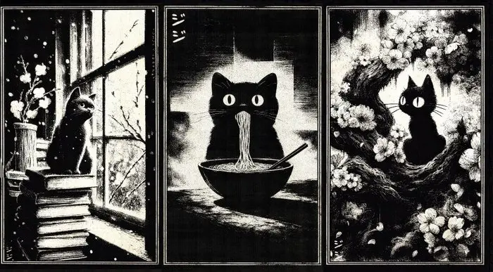 Æ (XX-XXI) - (Set of 3) "Jiji Collection" (2025) - Mixed Media Triptych