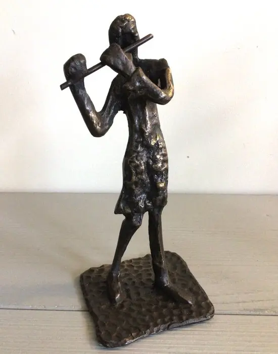 Sculpture, “ De Fluitist “ - 20 cm - Bronze