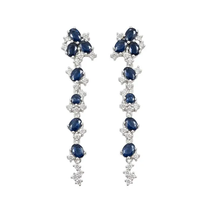 No reserve price - Earrings Gold-plated Sapphire - Topaz - 18kt Gold Plated
