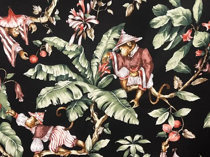 Cotton fabric Oeko-Tex STANDARD 100: Playful monkeys on...
