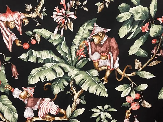 Cotton fabric Oeko-Tex STANDARD 100: Playful monkeys on...