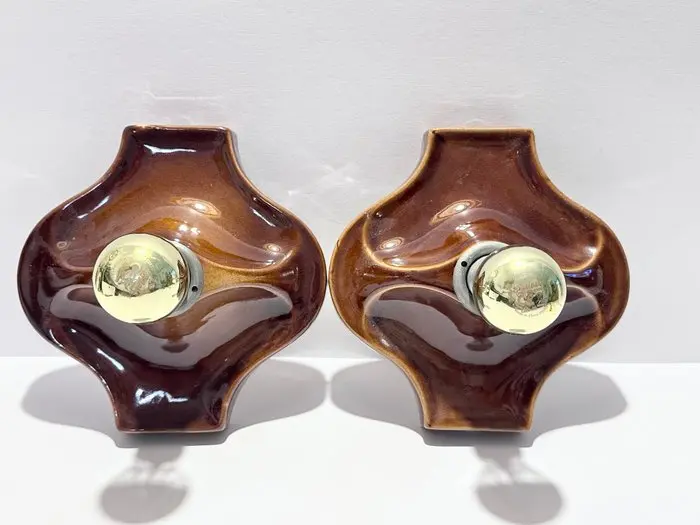 Hustadt Leuchten - Wall lamp - Aluminium, Ceramic - A pair of wall lights