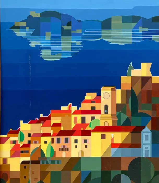 Maxime Dufour (1928-2016) - Paysage Village côtier - Mer...