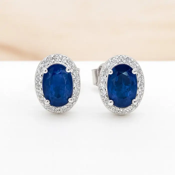 No reserve price - Earrings Gold-plated Sapphire - Topaz - 18kt Gold Plated
