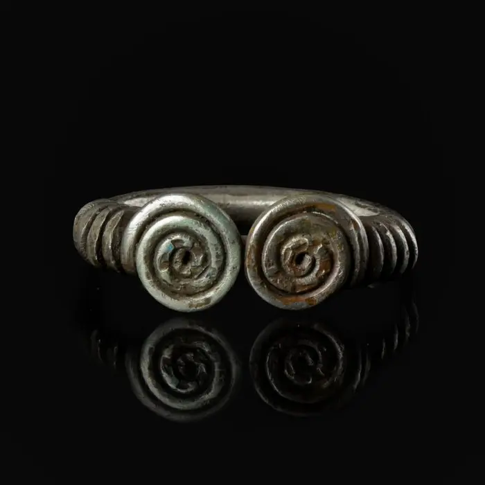 Celtic Silver Ring with Double Spirals