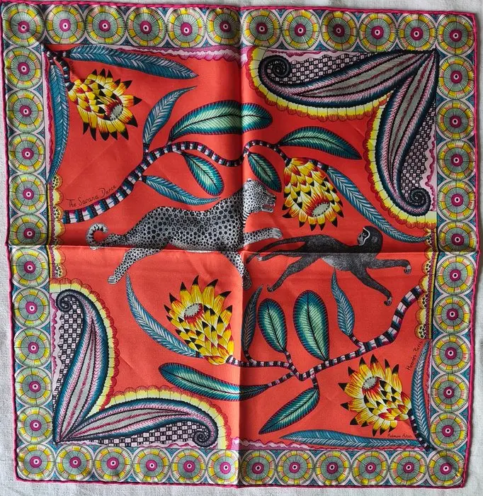 Hermès - THE SAVANA DANCE by Ardmore Artists. Gavroche. Neuf - Foulard