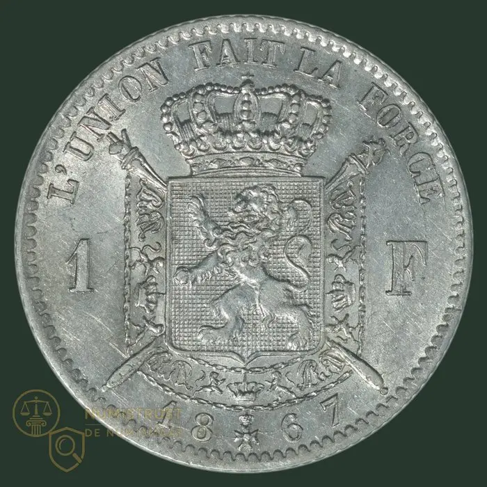 Belgium. Leopold II. 1 Franc 1867 (Fr.) KWALITEIT (No reserve price)