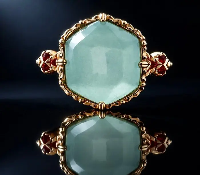 925 silver, gold-plated with blue chalcedony - Ring