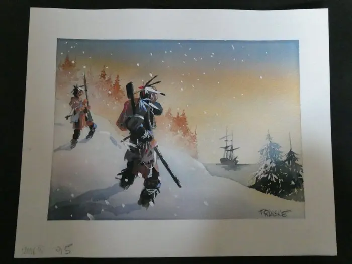 Patrick Prugne - 1 Original colour drawing - Canoé Bay - 2009