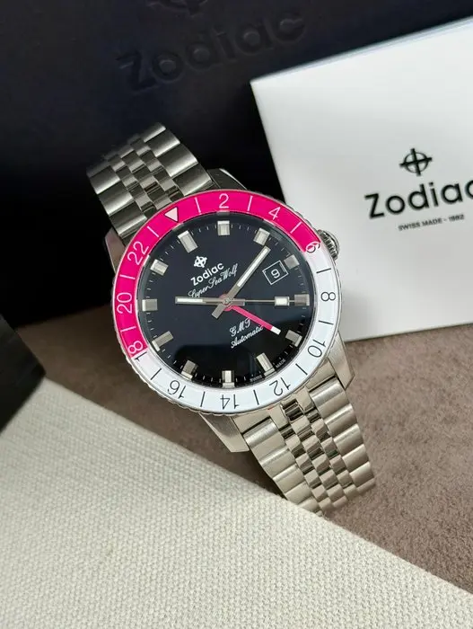 Zodiac - Super Sea Wolf GMT Automatic Date Black/Pink - ZO9416 - Men