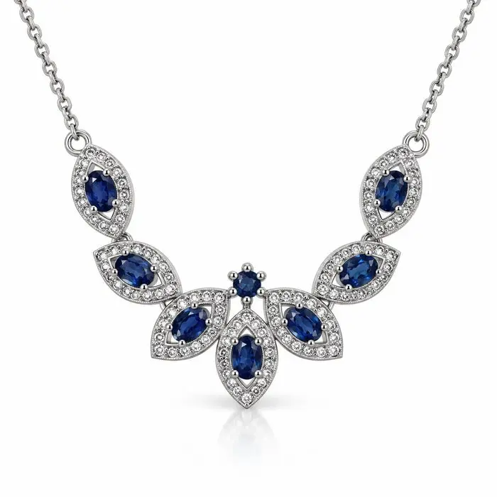 No reserve price - Necklace Gold-plated Sapphire - Topaz - 18K Gold Plated