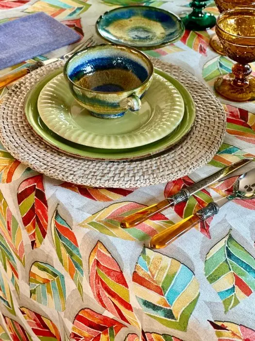 Autumn leaves symphony patterned tablecloth for large tables
