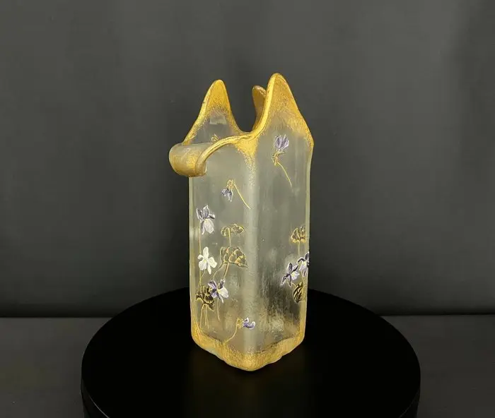 Montjoye - Vase - Glass - Frosted glass enameled vase