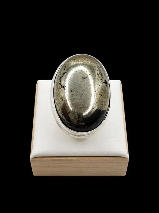 High Quality Natural Pyrite Ring - 925 Silver Setting - Ring - Ring