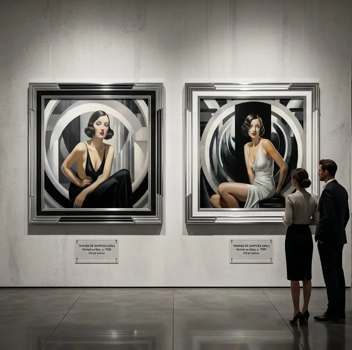 I_KONIQ - The Dual Black and white Tamara woman - 2 canvas one auction!