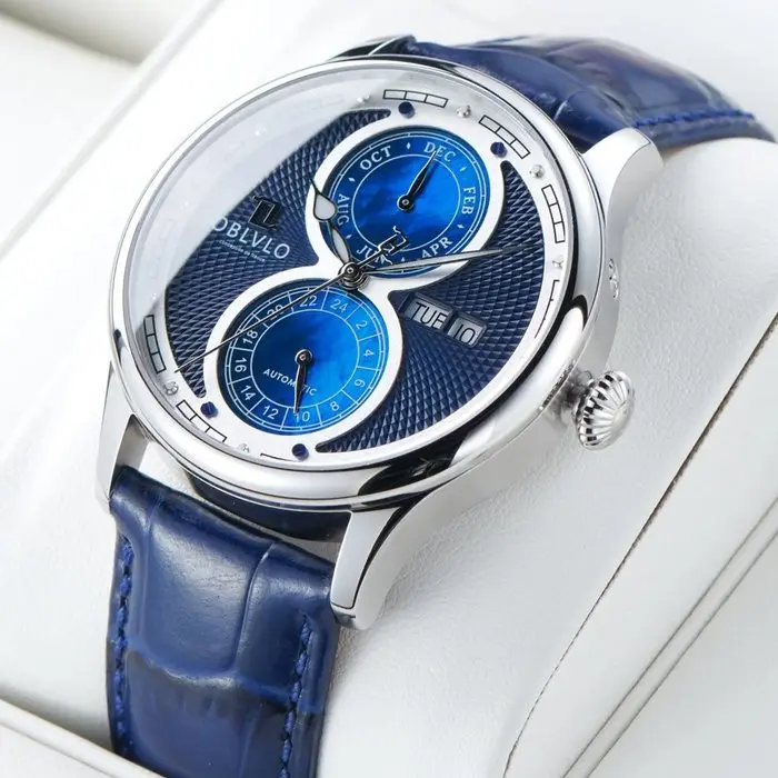 Oblvlo - Automatic - CALENDAR - Guilloché - Sapphire - Rare 1850 Cal