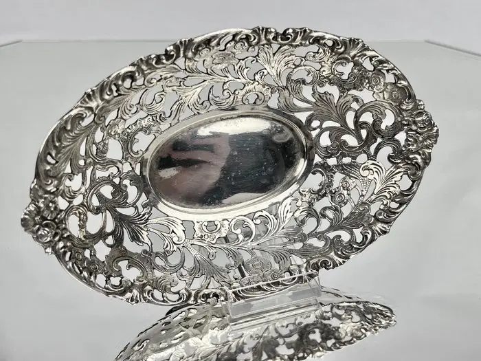 N2v - Basket - pierced and chased rococo-style decoration...