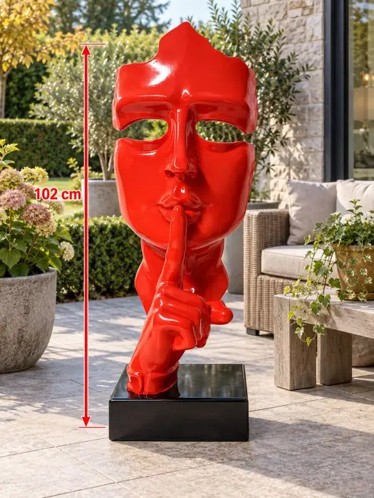 Statue, artistic Statue head on block '' THE SILENCE ''...