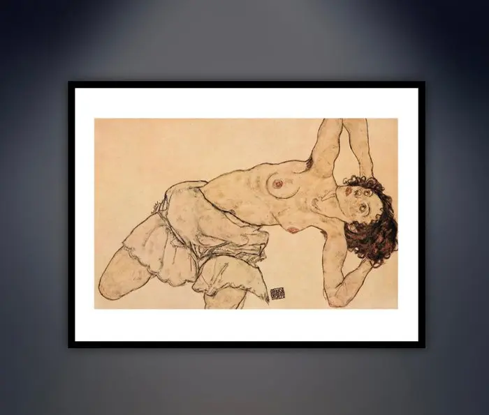Egon Schiele - “Kneeling half-undressed woman