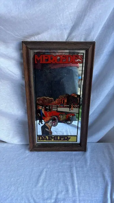 Mercedes-Benz Daimler – Vintage mirror with a wooden...
