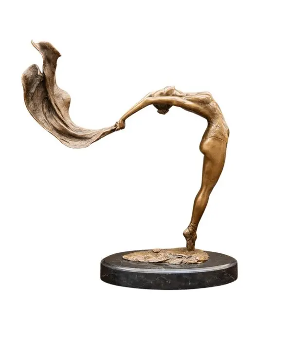 Statue, Large Bronze Scarf Dancer - 38 cm - Bronze, Marble - 2026
