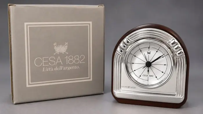Clock - Cesa - Silver - 1990-2000 - Silver .925 & Mahogany