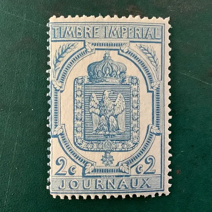 France 1869 - Newspaper stamp: 2 cent eagle blue, Brun approved - MNH - Yvert 8