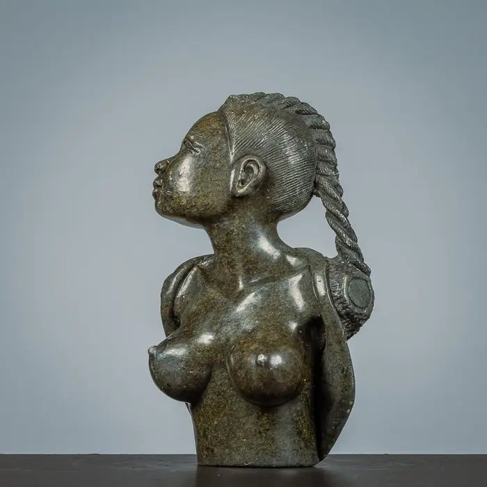 Outdoor sculpture, African woman - 250 mm - Metal - 1990