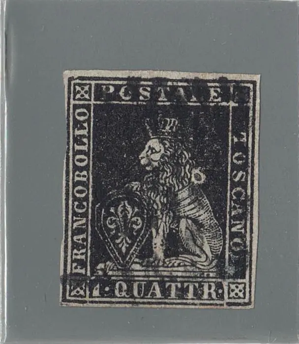 Italian Ancient States - Tuscany - Tuscany 1852 – 1 quattrino black on gray