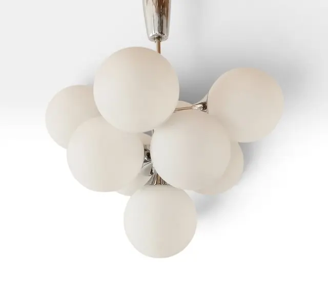Hanging lamp - chromed metal, crystal